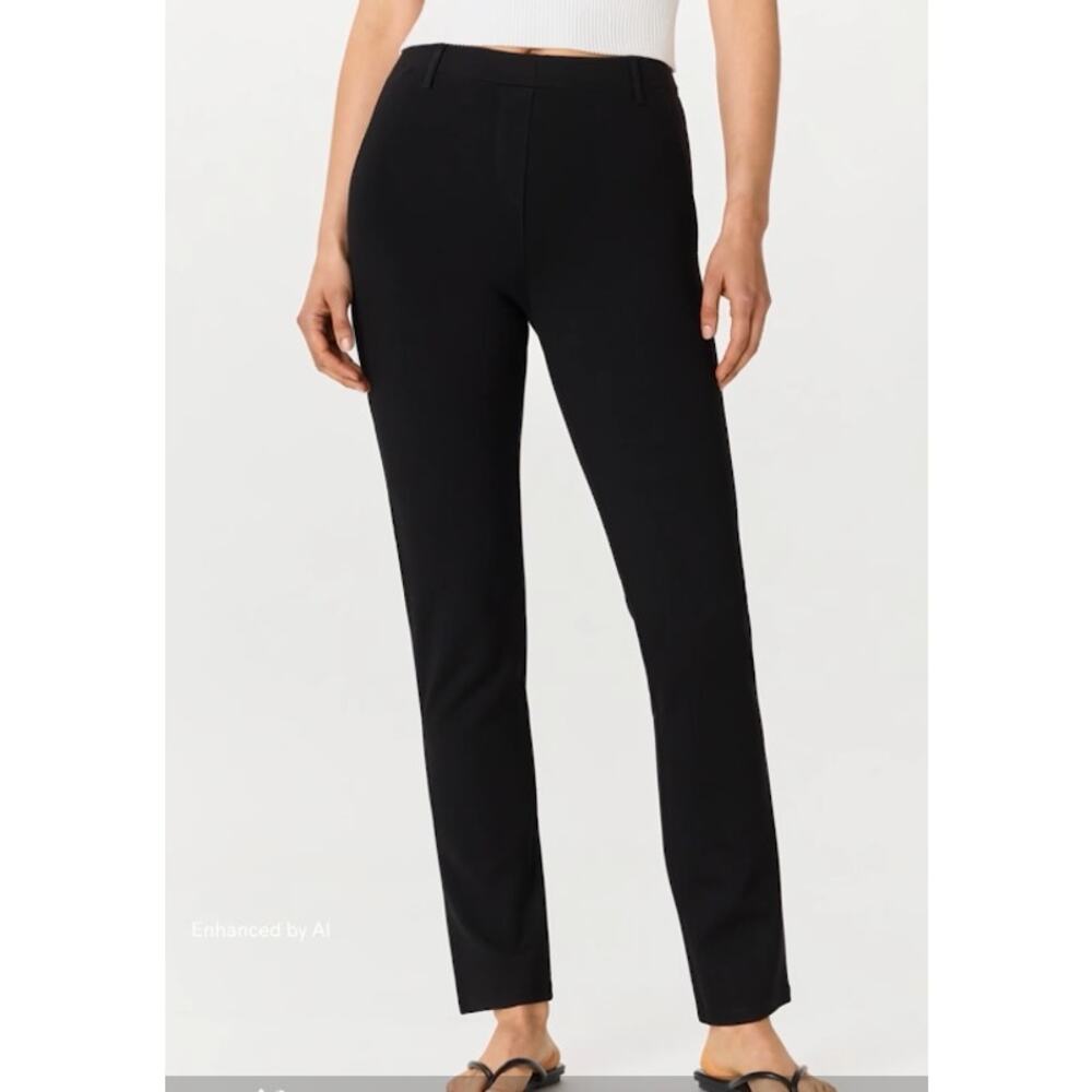 Quince Ultra Stretch Ponte Straight Leg Pants Black Size Large